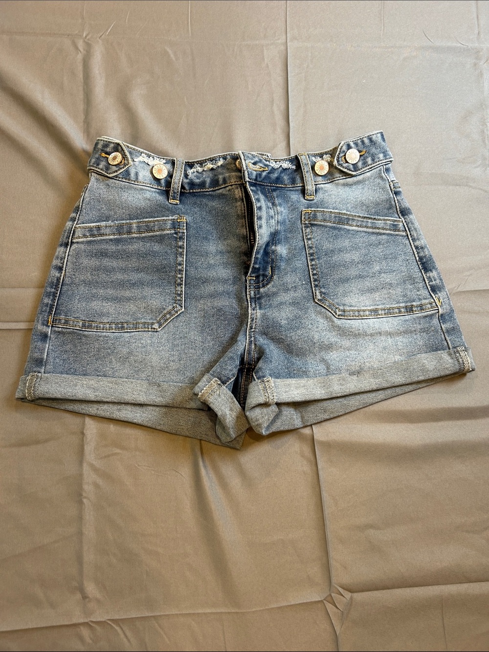 Rolled Hem Denim Shorts